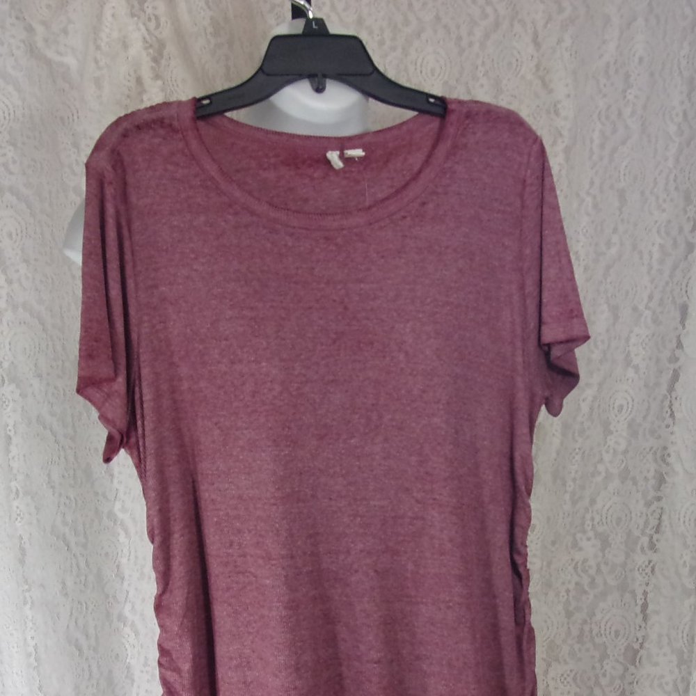 Dusty Wine Ruched Drawstring Sides Knit Top Blouse NWT Size XL